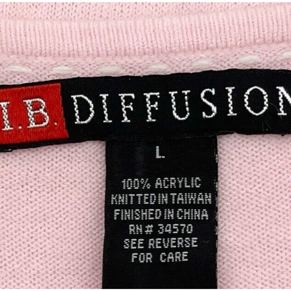 VTG IB Diffusion Cardigan Sweater Womens Large Pastel Pink Flower Dainty Fairy - Picture 9 of 11